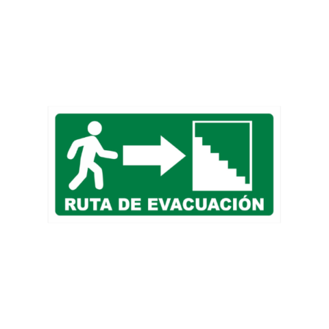 Señalética Ruta de evacuación Derecha V S Digital Avisos en Acrílico